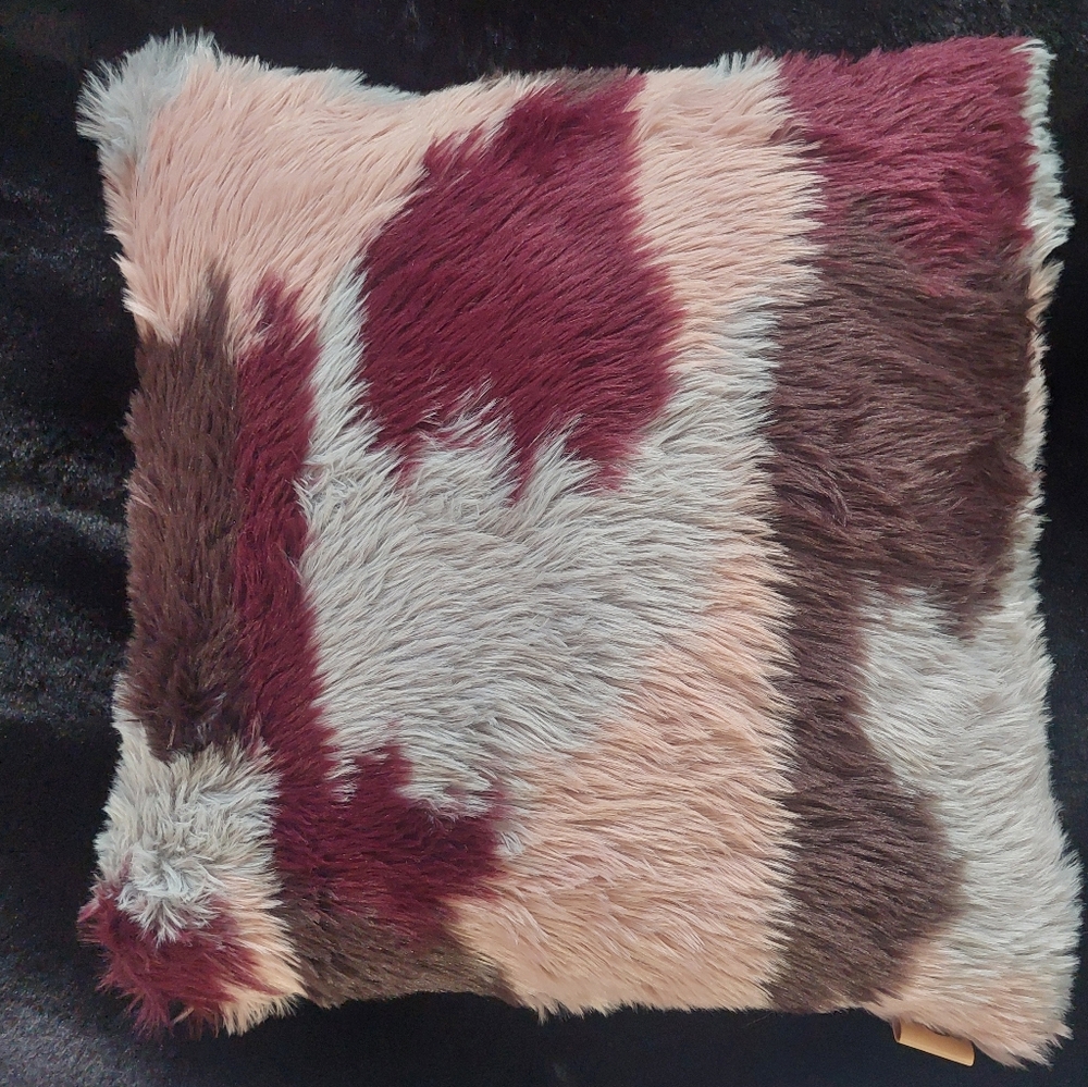 UGG RARE Faux Fur Decorative Pillow Pink Blue Brown Sheepskin Multicolor